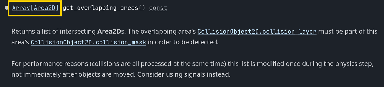 The return type of get_overlapping_areas()