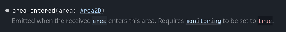 The area_entered signal